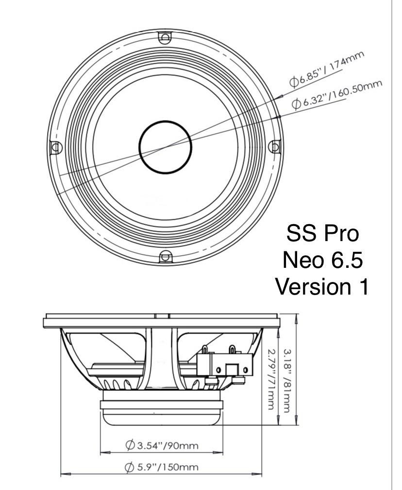 Supreme Sounds Pro Neo 6.5" 250W RMS Midrange Speaker 4-Ohm (Single)